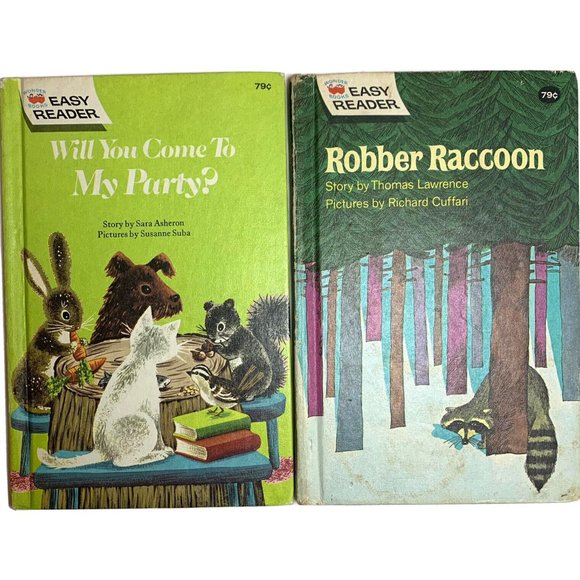 Will You Come To My Party & Robber Raccoon Wonder Books Easy Reader Lot of 2 VTG - Picture 1 of 6